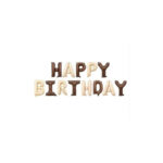 Happy Birthday Letter Balloons Retro Beige Coffee OR Blue Balloon (13 Letter )