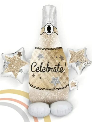 Huge Champagne Balloons Celebration Star Bottle